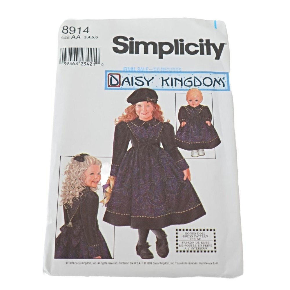 SIMPLICITY 9966 "Daisy Kingdom" Girls & Dolls Heirloom Matching Dress UNCUT Size